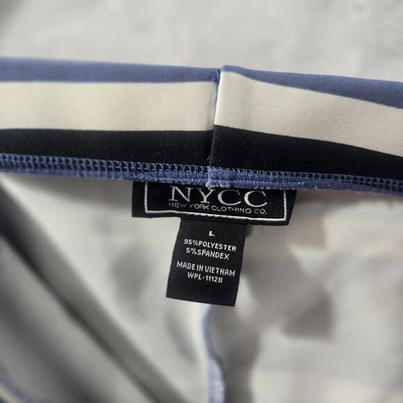 NYCC New York Clothing Co Blue Striped Pencil Skirt Womens Large - Picture 3 of 5